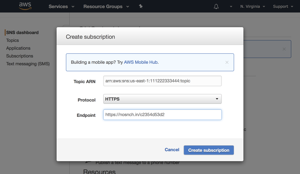 Creating a HTTPS webhook for Amazon SNS